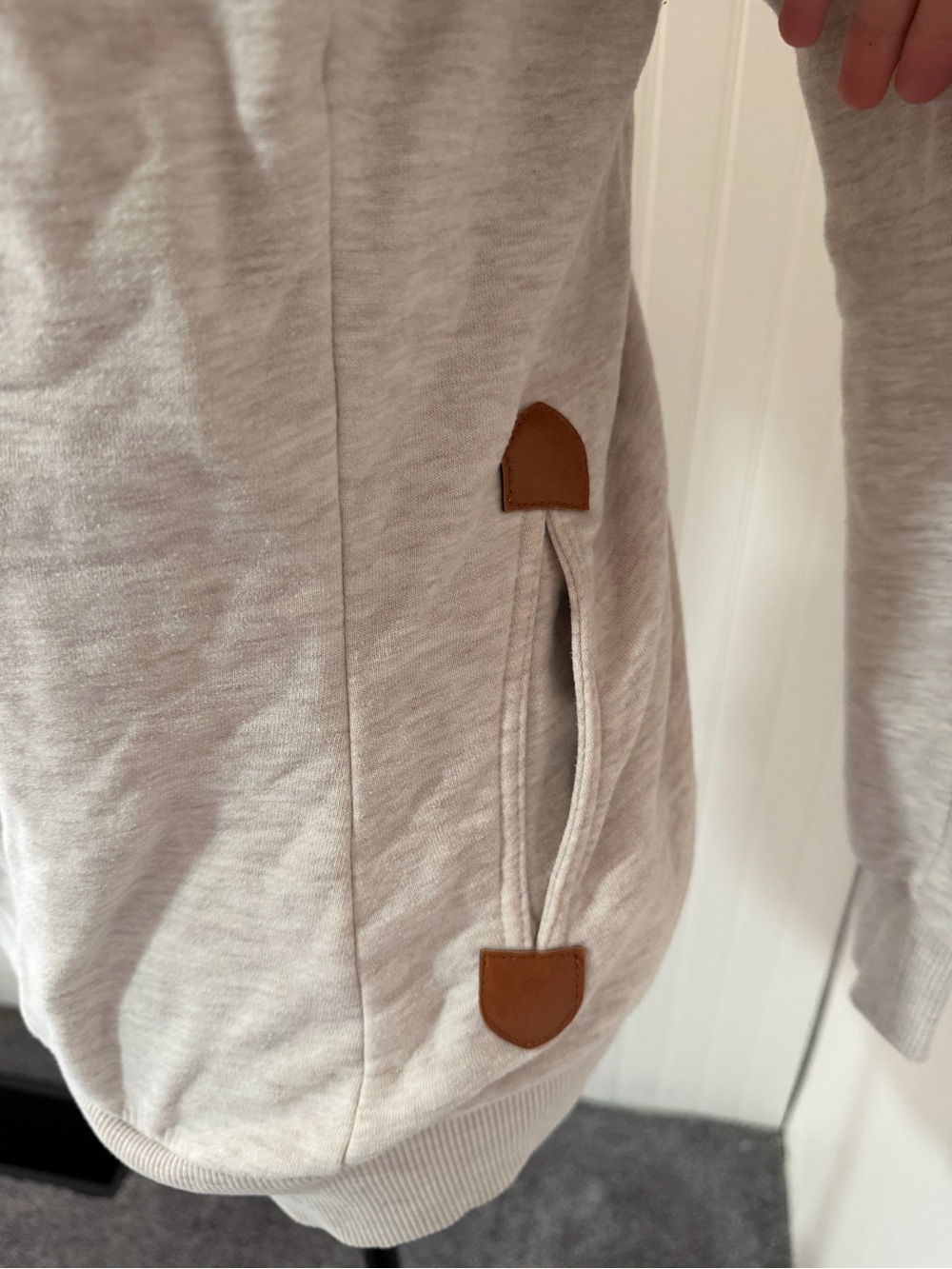 Wanakome Cream White Asymmetrical Zip Hoodie Women’s Small Cozy Fleece Hood S - Picture 7 of 10